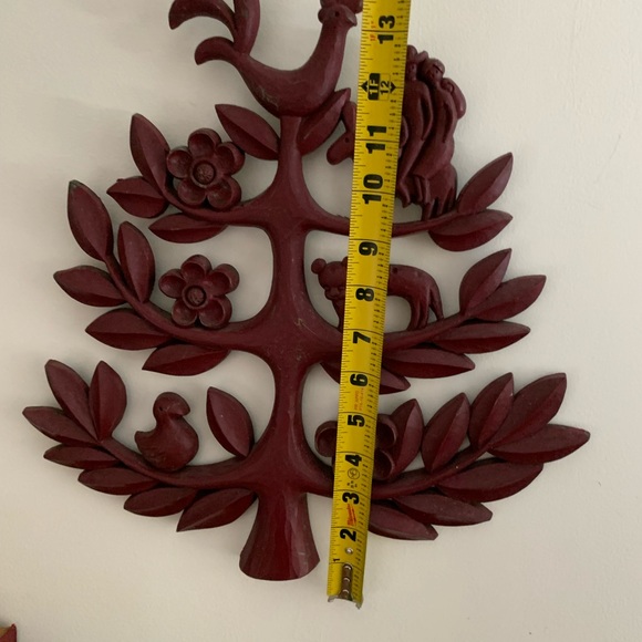 Vintage Syroco Red Tree of Life Wall Hanging - Picture 7 of 10